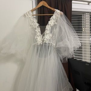 White wedding robe - worn once for about an hour